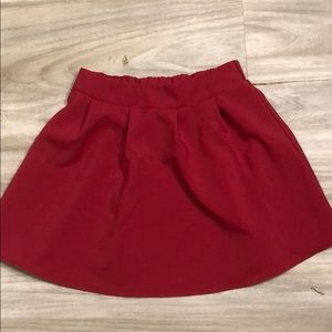 Red Pleated Mini Skirt